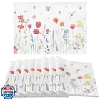 Placemats Set of 8, Spring Summer Floral Non Slip Heat Resistant Linen Fabric