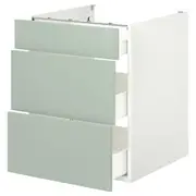 ENHET base cb w 3 drawers, white/pale grey-green, 60x62x75 cm