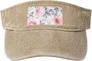 [RLDOBOFE] Sun Visor Hat Adjustable Empty Top Baseball Cap Watercolor Floral Pattern Sun Hats for Women Men Sports Hats Summer Beach Cap
