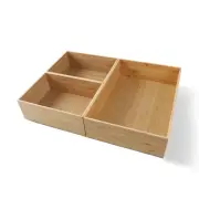 BAMOTTO Large Bamboo Storage Boxes Set 3-Piece, Exquisite Stackable Drawer Or...