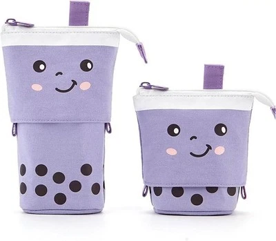 Kids Boba Cute Standing Pencil Case - Pop Up Pencil Box Makeup Pouch, Pen Holder