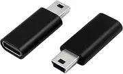 Duttek USB C to Mini USB Adapter, Mini USB to USB C Adapter, USB C Female to Mini USB Male Adapter, USB C to USB Mini Adapter Transmission Rate 480 Mbps for MP3 Players, Computer,GPS. 2 Pack (Black)