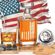 Whiskey Decanter Engraved We The People American Flag, 750ml Whiskey Decanter...