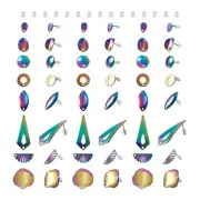 1 Box Rainbow Color Shell Fan Teardrop 304 Stainless Steel Stud Earring Findings