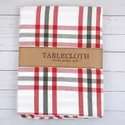 Fabric Tablecloth 60x84 Nutcracker Plaid Cotton Green Red