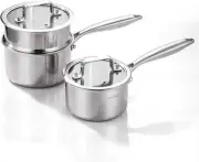DELARLO Sauce Pan Sets, Compatible with All 1QT+2QT With Steamer, Silver