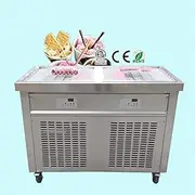 50x50cm Double Square ice Pans Gelato Fried ice Cream Machine Yogurt Thai stir roll ice Cream Machine Instant stir Fry ice Cream roll Machine with auto defrost,Full Refrigerant