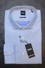 Hugo Boss Men's Hank Spread Slim Fit Solid Bright Blue Cotton Dress Shirt 38 15
