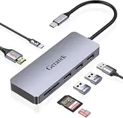Getatek 7-in-1 USB C Hub with 4K HDMI, USB 3.1 10 Gbps, 2 USB 2.0, 100 W PD, SD/TF Card Reader, for 2024-2016 MacBook Pro/Air 13/14/15/16, Universal Type C Multiport Adapter (Grey)