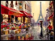 April in Paris - DIY Chart Counted Cross Stitch Patterns Needlework DMC Color