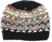 [Ayuni Gifts of the World] Hand Knit Wool and Recycled Silk Beanie Hat Fleece Lined Made in Nepal