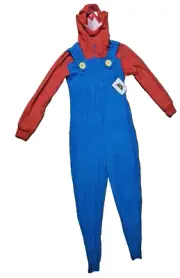 Nintendo Super Mario Bros Adult Unisex Hooded Pajamas Costume One Piece SMALL