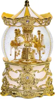 Carousel Horse Music Box Gold Christmas Snow Globes Lantern Whirling Snow Globe