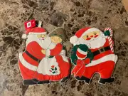 Vintage 2 Large Size Christmas Magnetic Potholders Santa/Santa Mrs Clause Decor