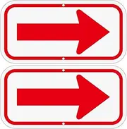 DIESOTT 2 Pack Red Arrow Sign, 12x6 Inches Rust Free 0.40 Aluminum Metal Reflective Sign, UV Protected, Durable, Weatherproof, Easy to Install, Indoor/Outdoor Use