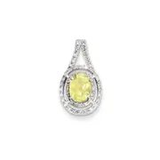 Sterling Silver Diamond u0026 Lemon Quartz Oval Pendant