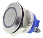 Apem AV SERIES PUSH BUTTON SWITCH 50mA Momentary SPST IP67, Illuminated BLUE