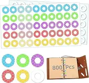 Cozevdnt Hole Punch Reinforcement Paper Ring Labels Stickers, 800 Labels, White & Multicolor, 13mm x 6mm, Reinforcement Protectors for Loose-Leaf Paper Sheets Office School Home