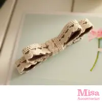 在飛比找momo購物網優惠-【MISA】森林系純白蕾絲緞帶造型一字夾 髮夾(蕾絲髮夾 緞