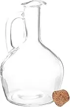 HOLIDYOYO Olive Oil Dispenser Glass Vinegar Cruet Round Glass Oil Dispenser Bottles with Cork Stopper Olive Oil Carafe Decanter Soy Sauce Dispenser Seasoning Bottle 430ml