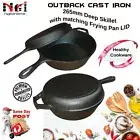 3L CAST IRON DUTCH OVEN FRYING PAN SKILLET DEEP FRYER INDOOR / OUTDOOR COOKING