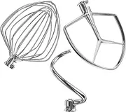 Stainless Steel Stand Mixer Attachments 3-Piece (7QT Flat Beater, 7QT Dough Hook, 7QT 6-Wire Whip Attachment) for KitchenAid Lift Stand Mixer and 7 Quart Bowl, Dishwasher Safe