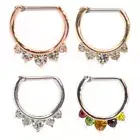 16G Septum Clicker Ring with Multiple CZ Gems Jewel Cartilage Septum Tragus Rook