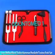 Set 5 pcs Reflex Black Taylor Hammer Penlight Tuning Fork C 128 C 512 5.5"
