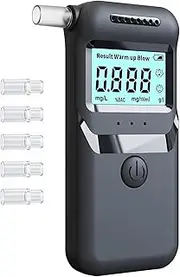Portable Digital Breathalyser with LCD Display - ASIC Chip 3rd Generation for Accurate Measurement - Breathalyser with Advanced Algorithm, Replaceable Mouthpieces and Stable Performance