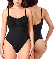 [MoHern] Shapewear Bodysuits for Women, Seamless Sculpting Light Support Bodysuits for Women Tummy Control with Thong Design