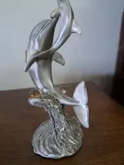 "Sedlow" 1992 Solid Pewter Statue Dolphin and Baby Dolphin #WWFD Gallo Pewter