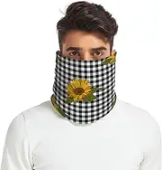 [Caihoyu] Winter Neck Gaiters for Women and Men Thermal Thick Warm Fleece Lined Double Layer Warm Knitted Scarf Cold Weather Running Floral Black and White Buffalo Plaid, Multicolor