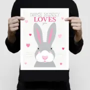 some bunny loves you rabbit kids art nursery print - 11x14" print nursery decor