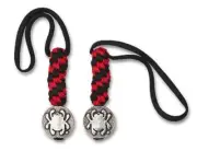 Spyderco Lanyard BEAD5LY - Flat Solid Pewter Bead - Black & Red Paracord -Single