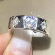 1.00ct Round Moissanite Solitaire Men's Engagement Ring 925 Sterling Silver
