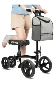 COSYWILL Steerable Knee Scooter,Economy Knee Walker,All Terrain Foldable Black
