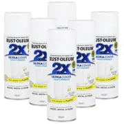 6 Cans - RUST-OLEUM 2X Gloss Paint & Primer Spray Paint 340g White 276314