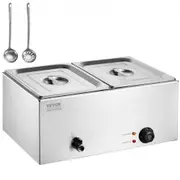 VEVOR Commercial Electric Food Warmer 2-Pan Countertop Buffet 17L Bain Marie