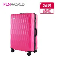 在飛比找PChome24h購物優惠-【FUNWORLD】26吋鑽石紋經典鋁框輕量行李箱/旅行箱(