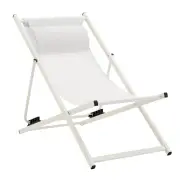 Design Square Duka Outdoor Relaxing Lounge Accent Folding Steel Patio Beach Chair White