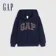 Gap 男幼童裝 Logo印花連帽外套 碳素軟磨法式圈織系列-海軍藍(857671)