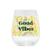 Good Vibes Tie Dye Wine Glass