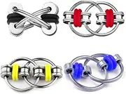 Flippy Chain Fidget, 4 Pieces Decompression Chain Key Ring Bike Chain Fidget Set Infinity Flip Chain Decompression Stress Reducer for Children Adults and Teenagers