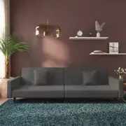 2-Seater Sofa Bed with Two Pillows Dark Grey Velvet