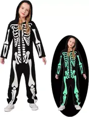 Sicypot Kids Skeleton Costume for Boys Girls Halloween Costume Glow in The Dark