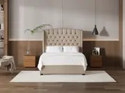 My Style Winged Headboard & Slimline Base - Double / Natural / Standard Base