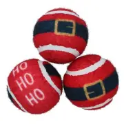 3PK Dog Red Festive Christmas Gift Themed Tennis Balls Ball Mad Xmas Gift