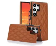 Case for Samsung Galaxy S24 Ultra,Pu Leather Wallet Case RFID Blocking Credit Card Slots Kickstand Phone Case-Brown