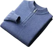 [Hamthuit] Men's Alf High Zipper O-Neck Pullover Stand Collar Knitted Sweater Long Sleeve Thickened Sweater Solid Thick Pullover