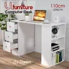 Computer Desk Student Laptop Table Home Office Study w/3 Drawers&Shelves White